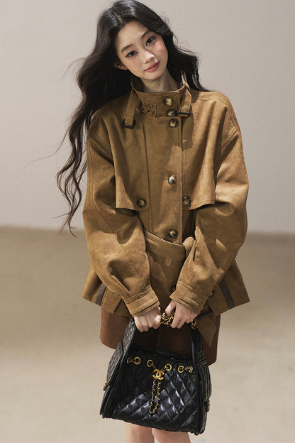 British Style Faux Suede Workwear Jacket