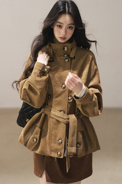 British Style Faux Suede Workwear Jacket