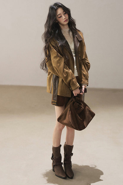 British Style Faux Suede Workwear Jacket