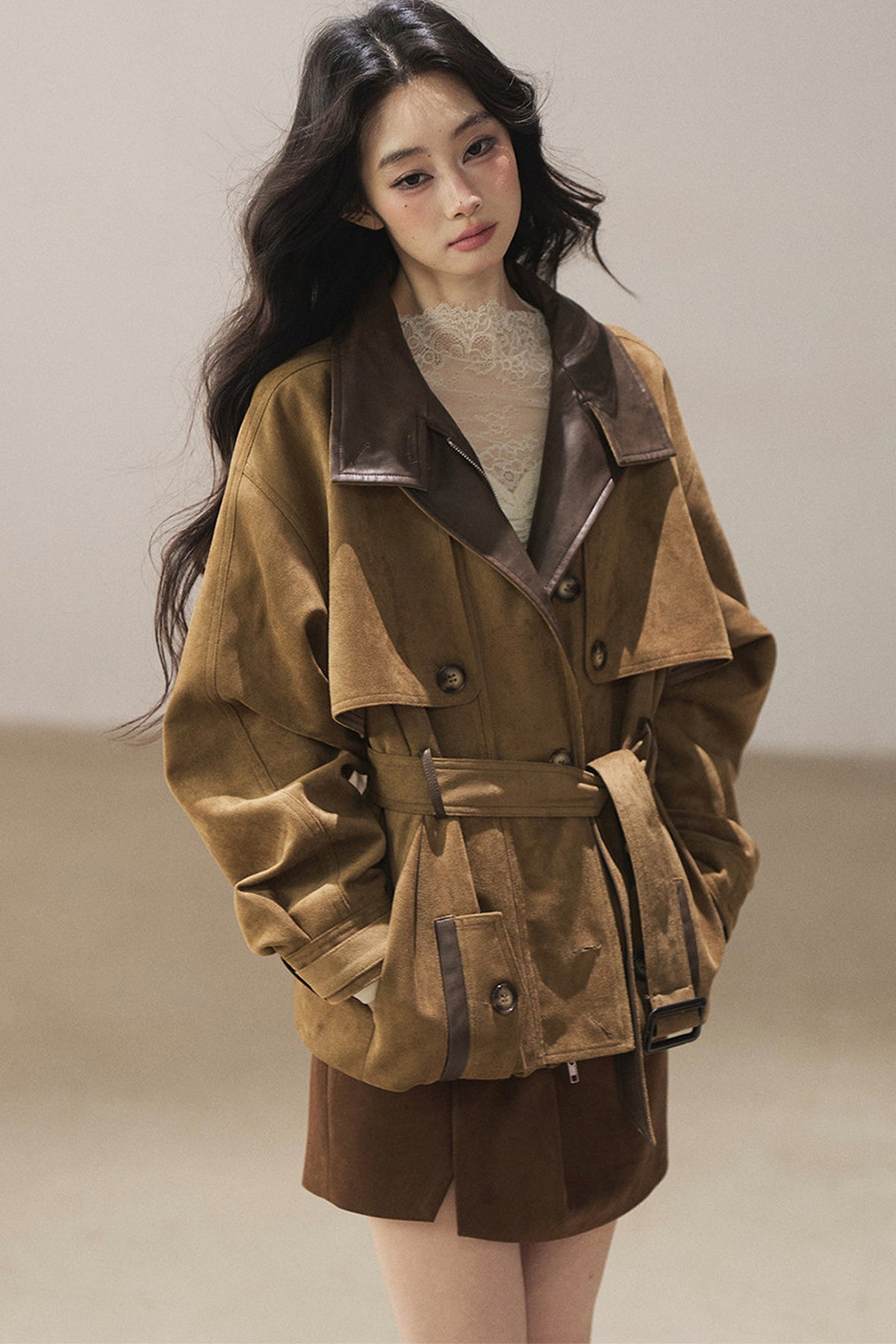 British Style Faux Suede Workwear Jacket