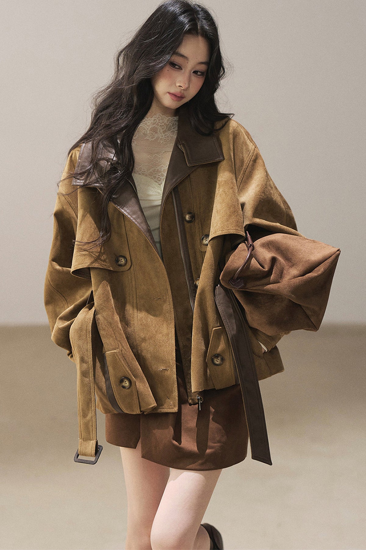 British Style Faux Suede Workwear Jacket