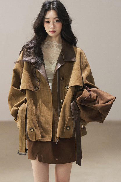 British Style Faux Suede Workwear Jacket
