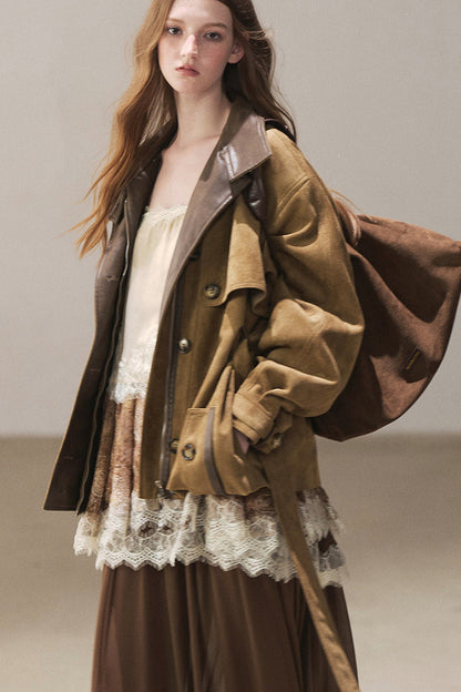 British Style Faux Suede Workwear Jacket
