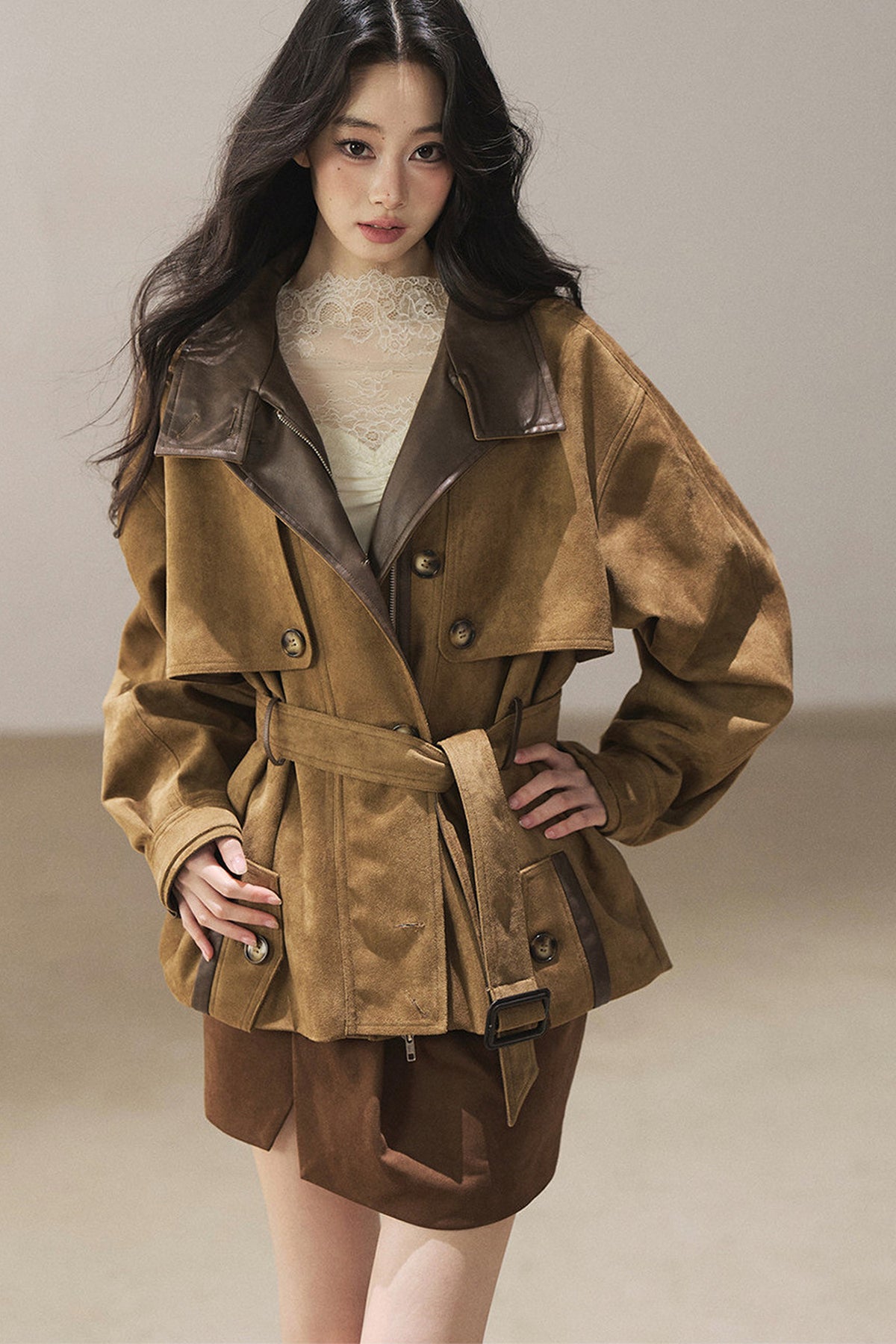 British Style Faux Suede Workwear Jacket