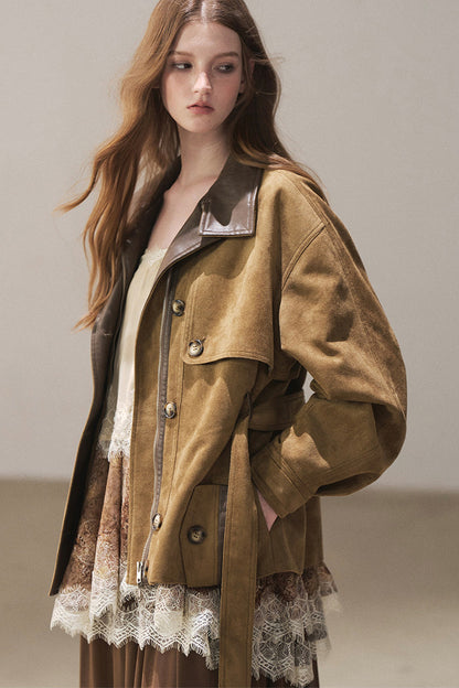 British Style Faux Suede Workwear Jacket