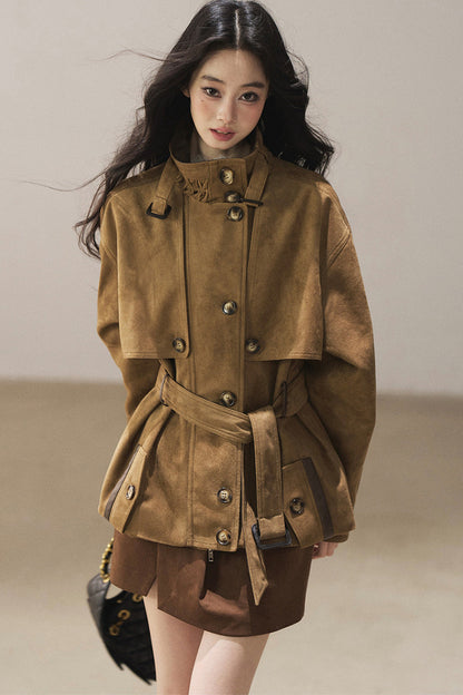 British Style Faux Suede Workwear Jacket