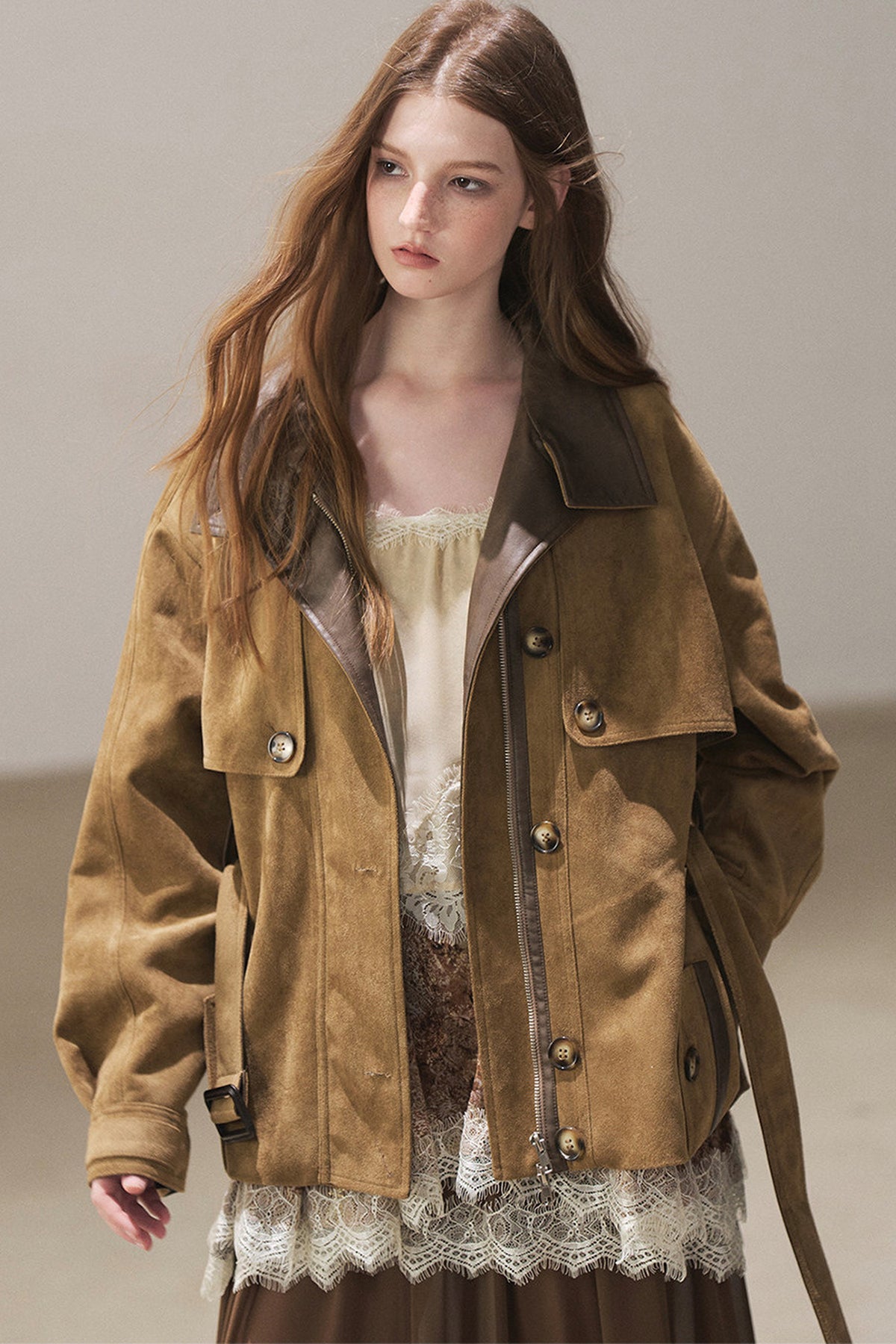British Style Faux Suede Workwear Jacket