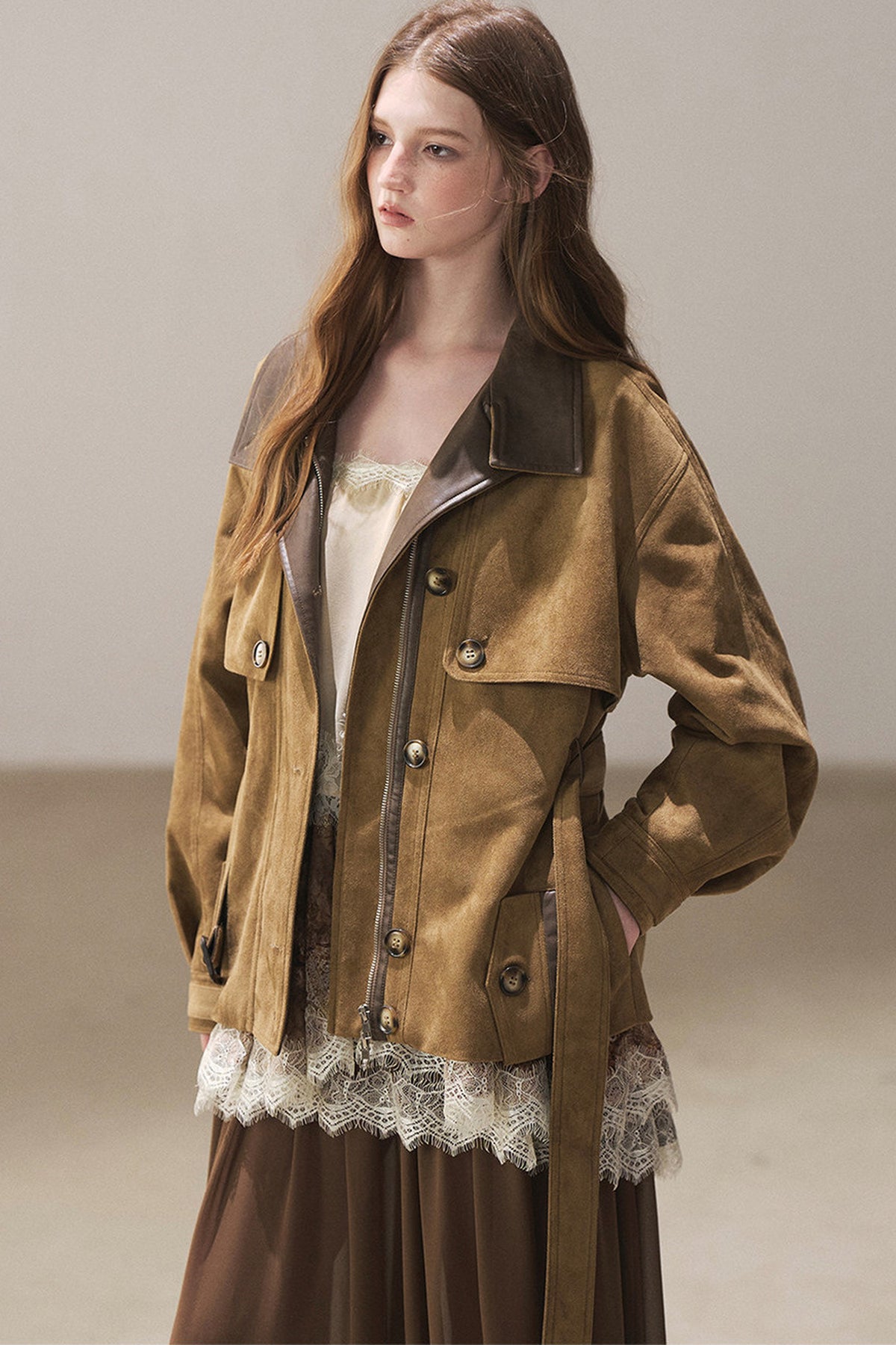 British Style Faux Suede Workwear Jacket