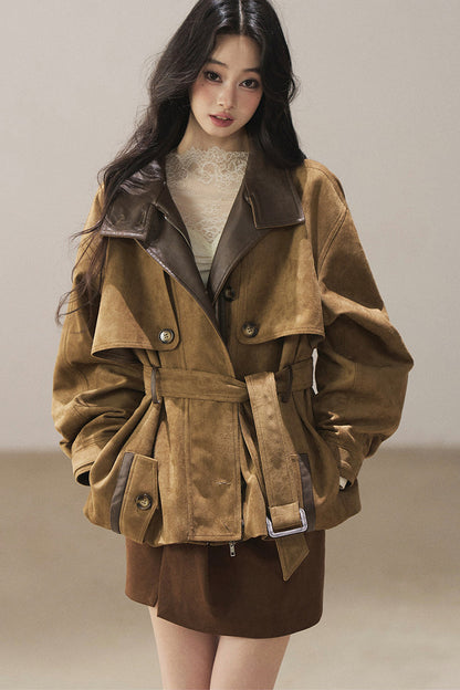 British Style Faux Suede Workwear Jacket
