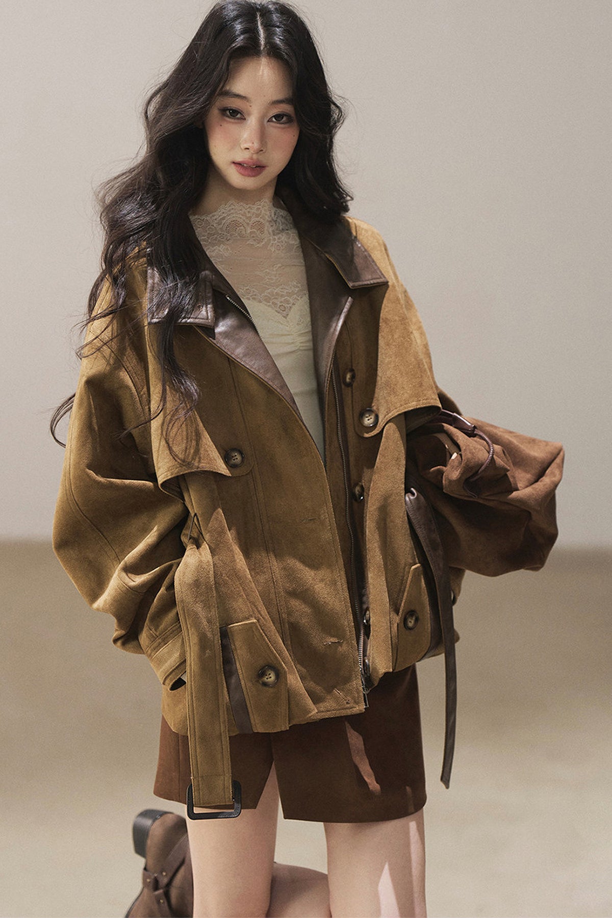 British Style Faux Suede Workwear Jacket