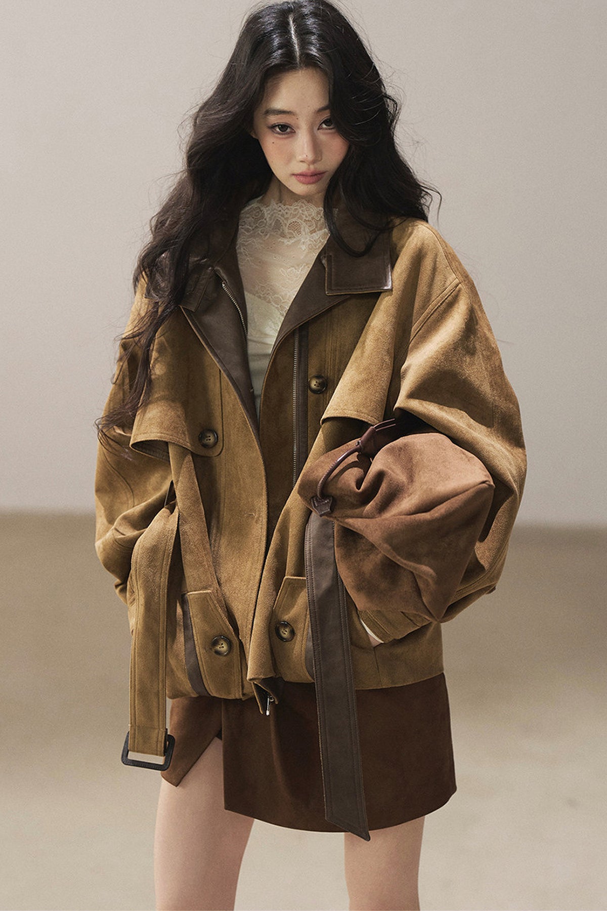 British Style Faux Suede Workwear Jacket