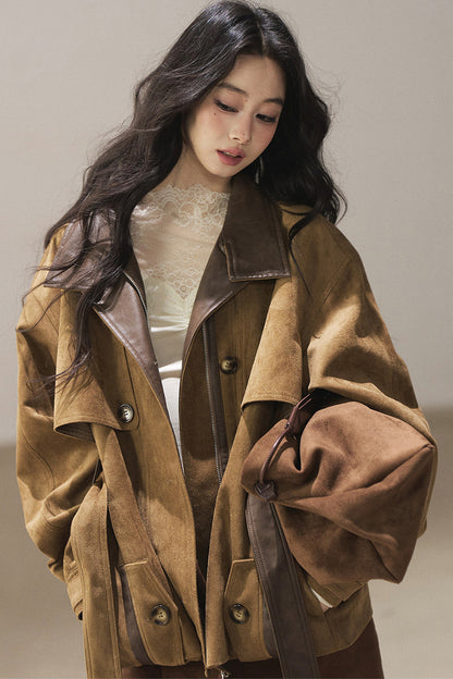 British Style Faux Suede Workwear Jacket