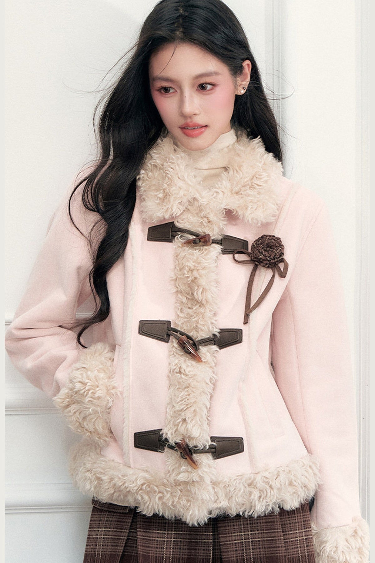 Warm Suede Faux Fur Toggle Jacket