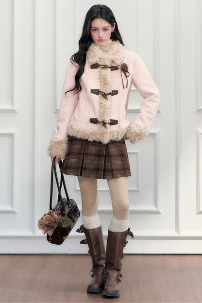 Warm Suede Faux Fur Toggle Jacket
