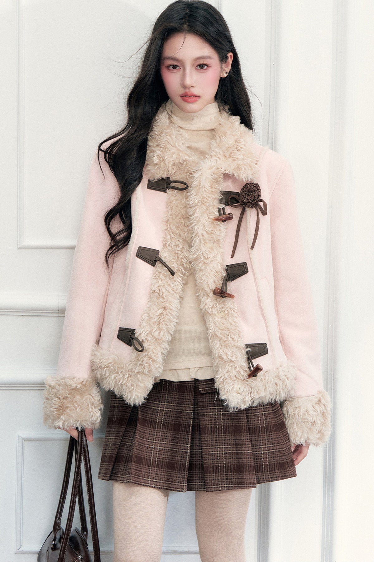 Warm Suede Faux Fur Toggle Jacket