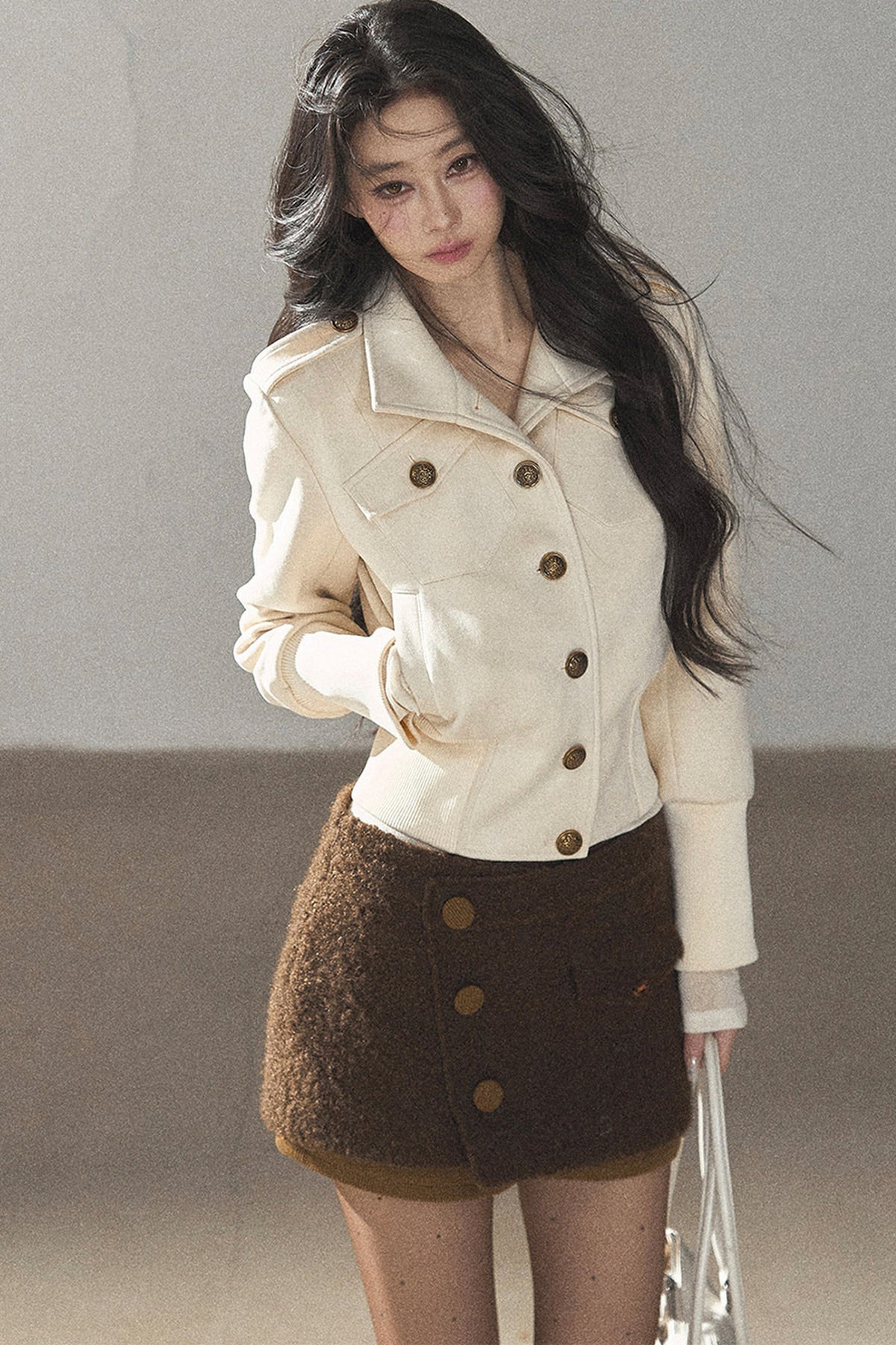 Boucle Layered-Look Skirt