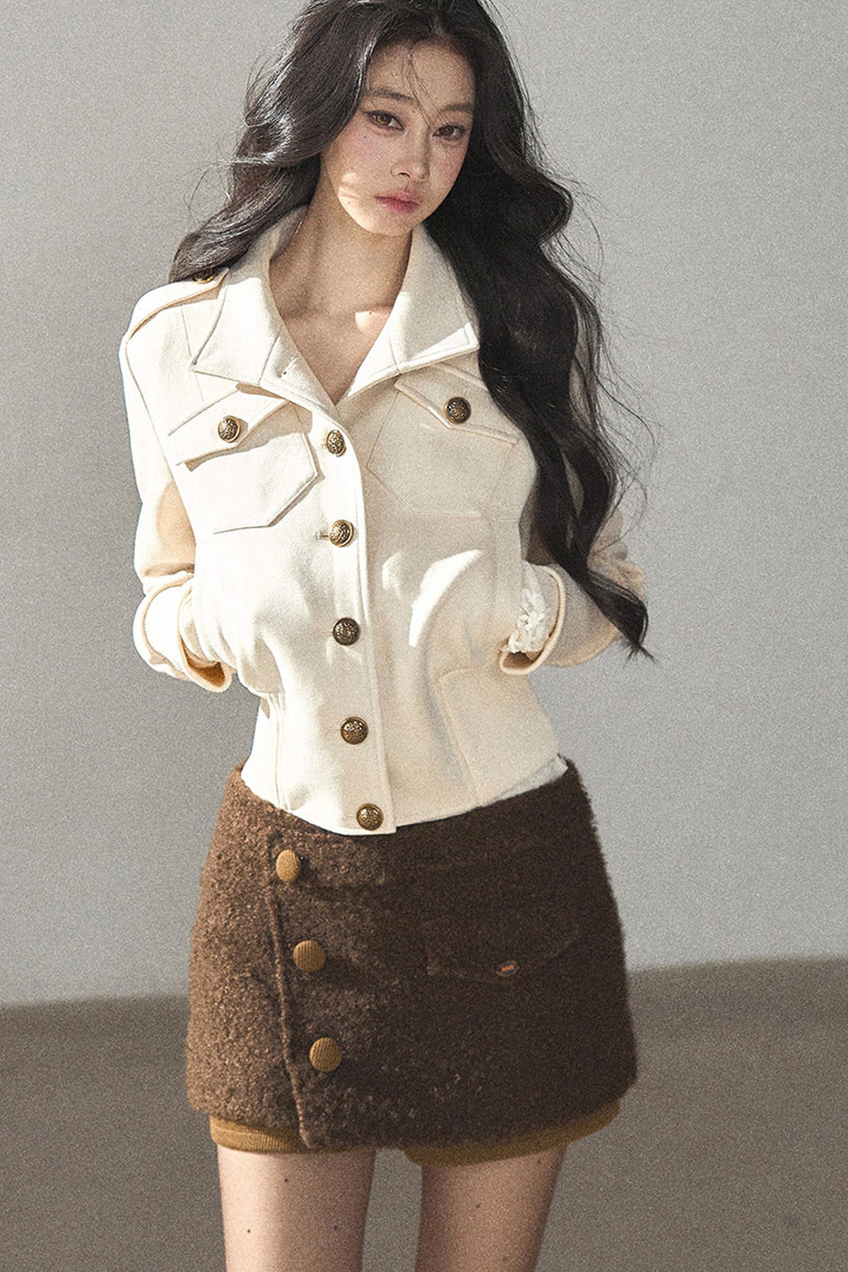 Boucle Layered-Look Skirt