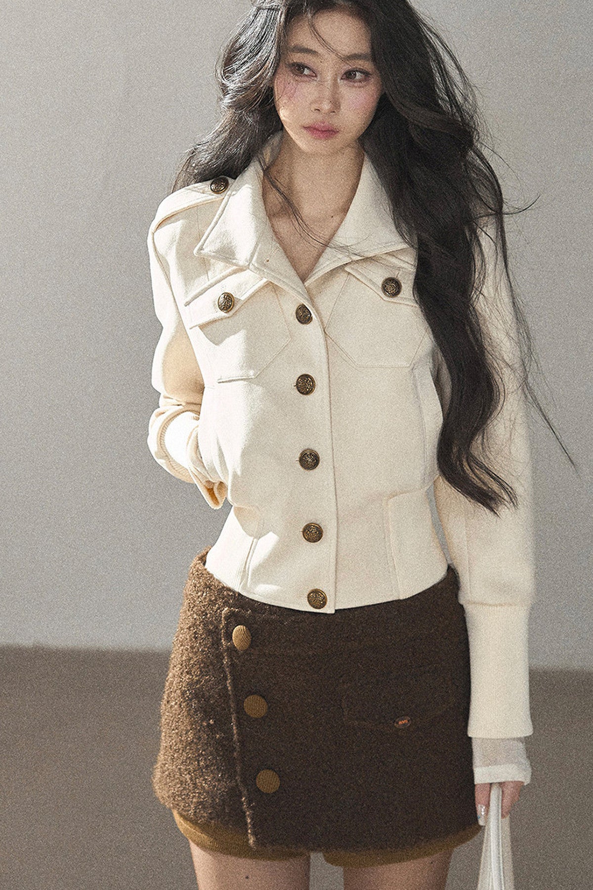 Boucle Layered-Look Skirt