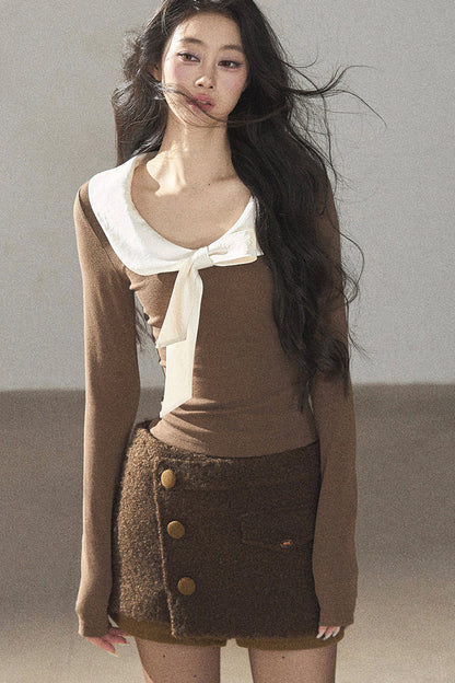 Boucle Layered-Look Skirt