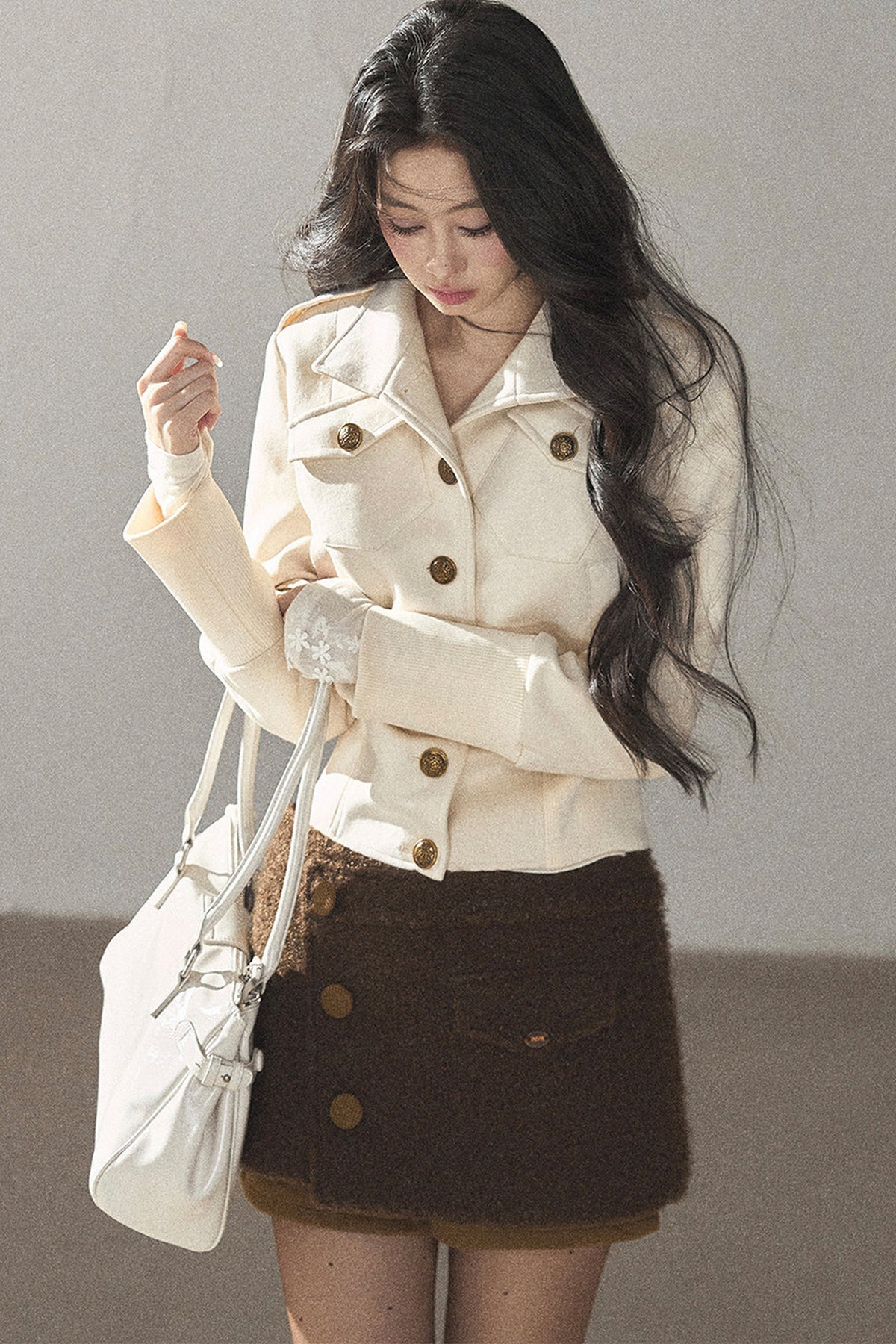 Boucle Layered-Look Skirt