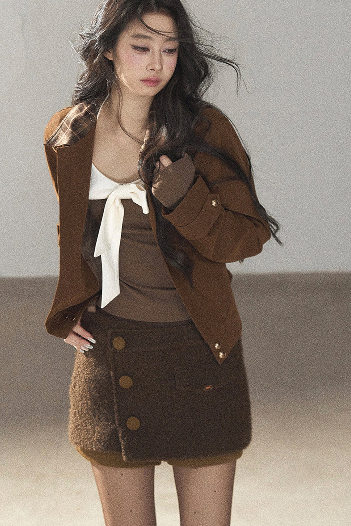 Boucle Layered-Look Skirt