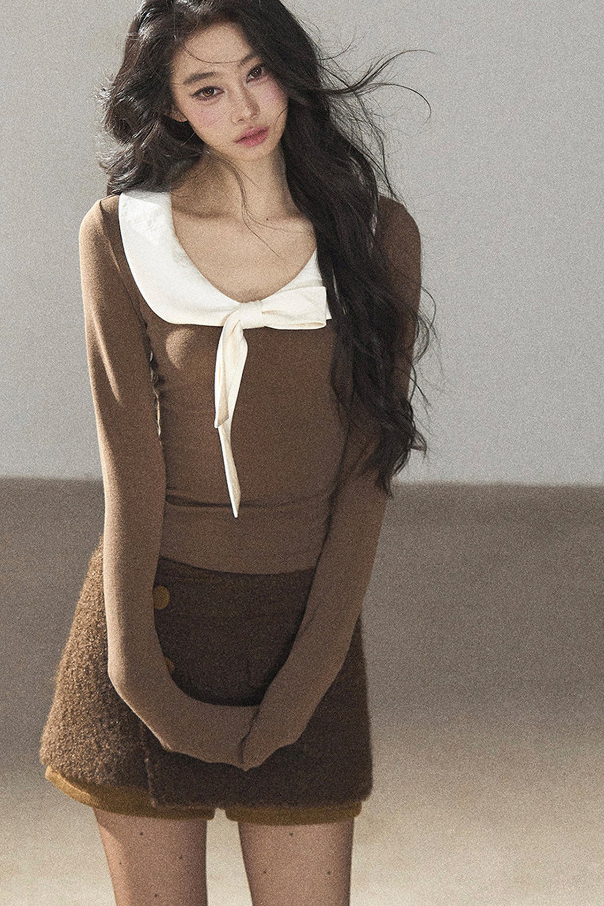 Boucle Layered-Look Skirt
