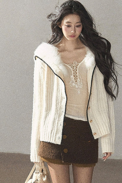 Boucle Layered-Look Skirt