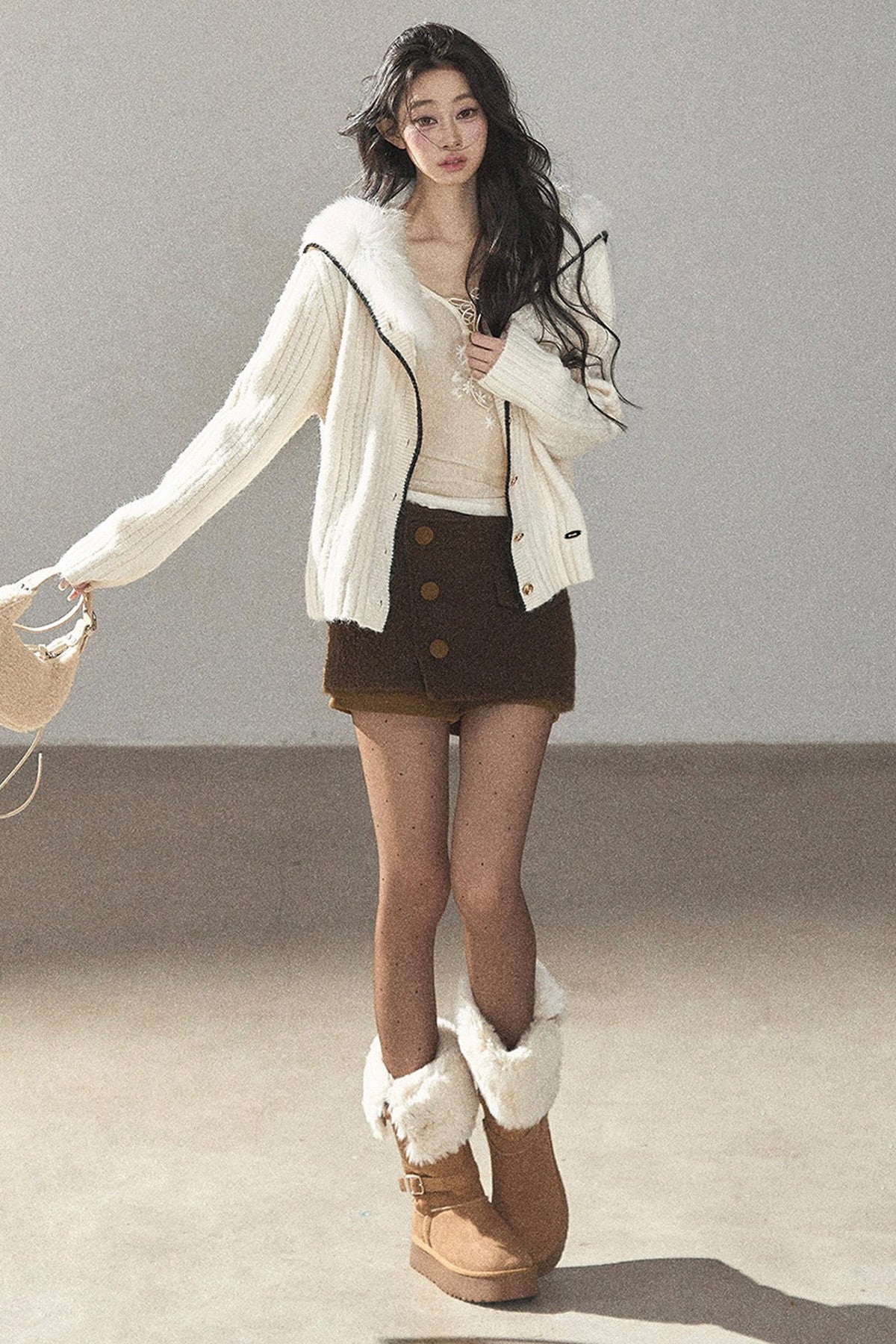 Boucle Layered-Look Skirt