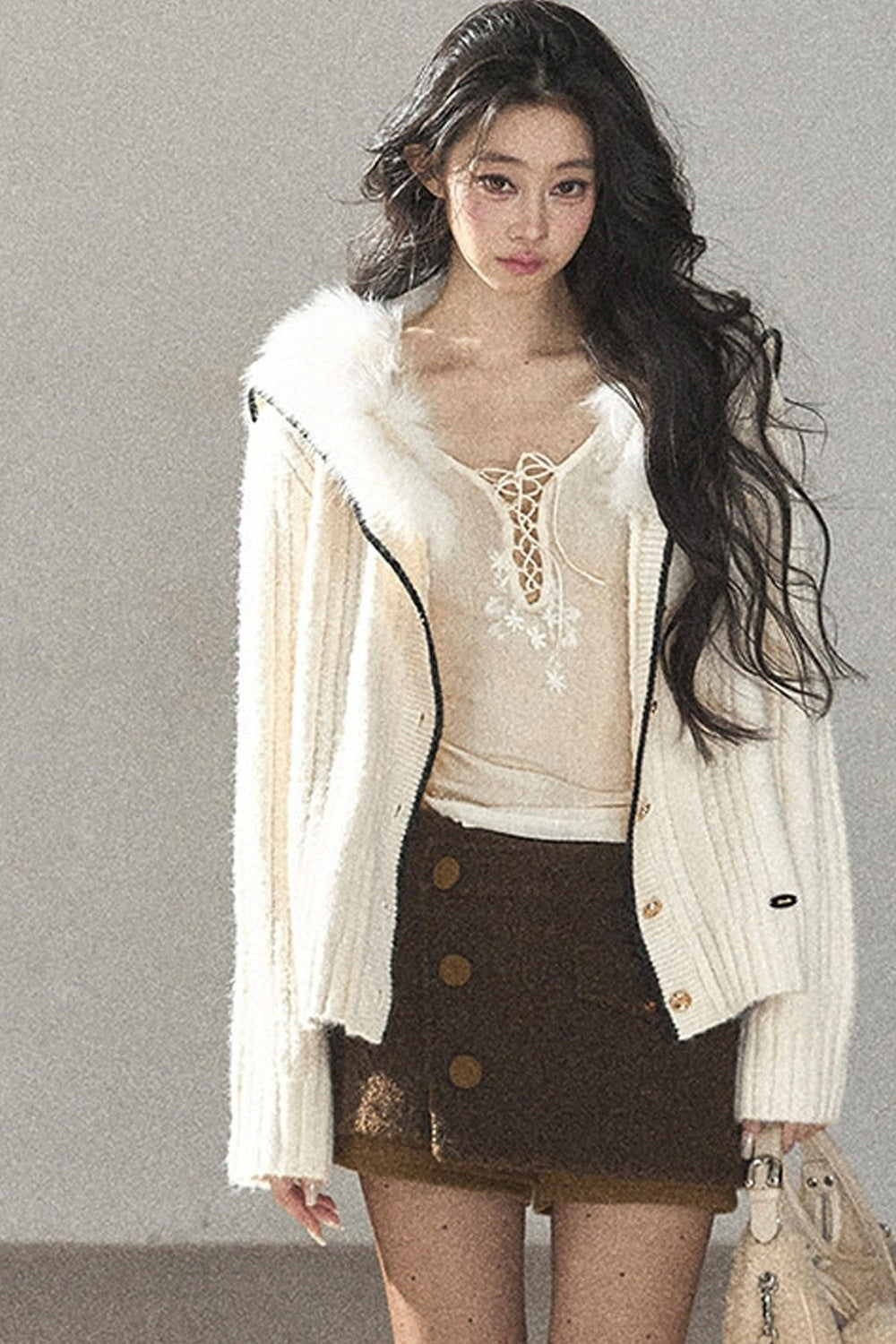 Boucle Layered-Look Skirt