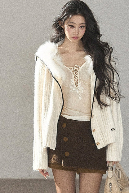 Boucle Layered-Look Skirt
