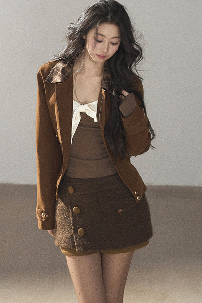 Boucle Layered-Look Skirt