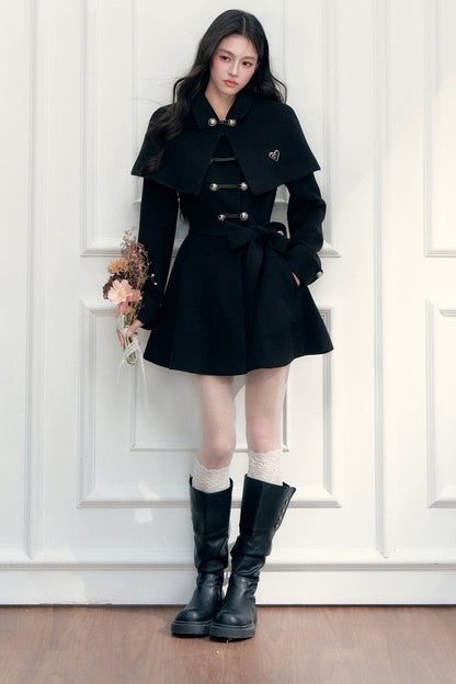 Napoleon Retro Knight-Style Woolen Cape Jacket Set-Up