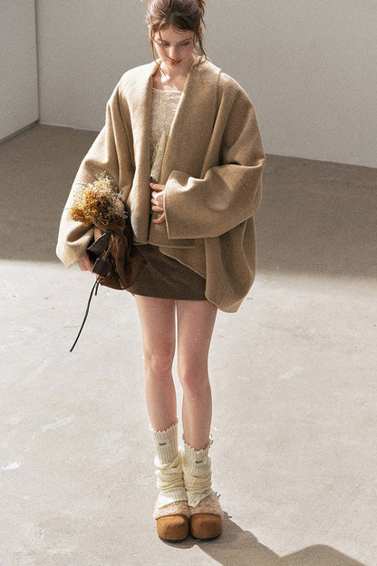 Double-Sided Woolen Shawl Coat