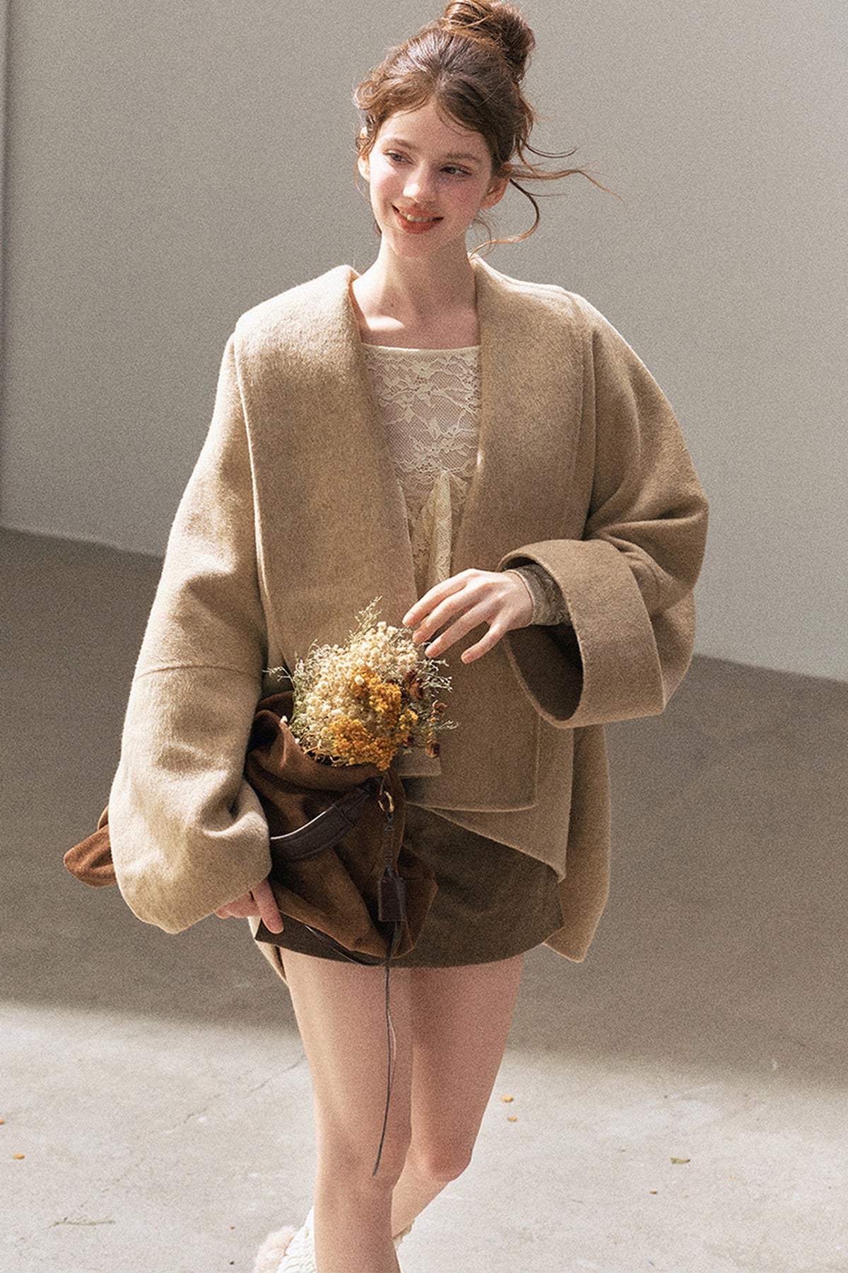 Double-Sided Woolen Shawl Coat