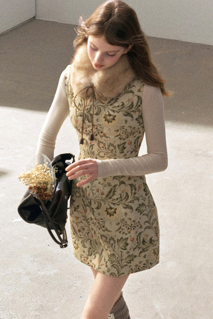 Sleeveless Floral Top and Dress Set
