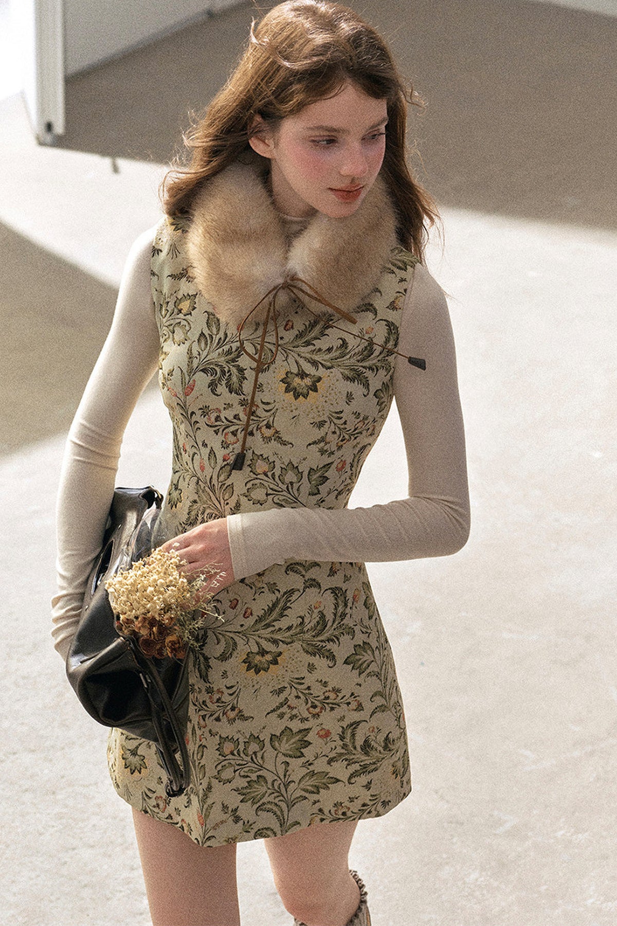 Sleeveless Floral Top and Dress Set
