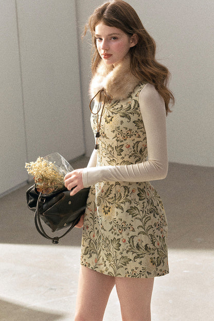 Sleeveless Floral Top and Dress Set