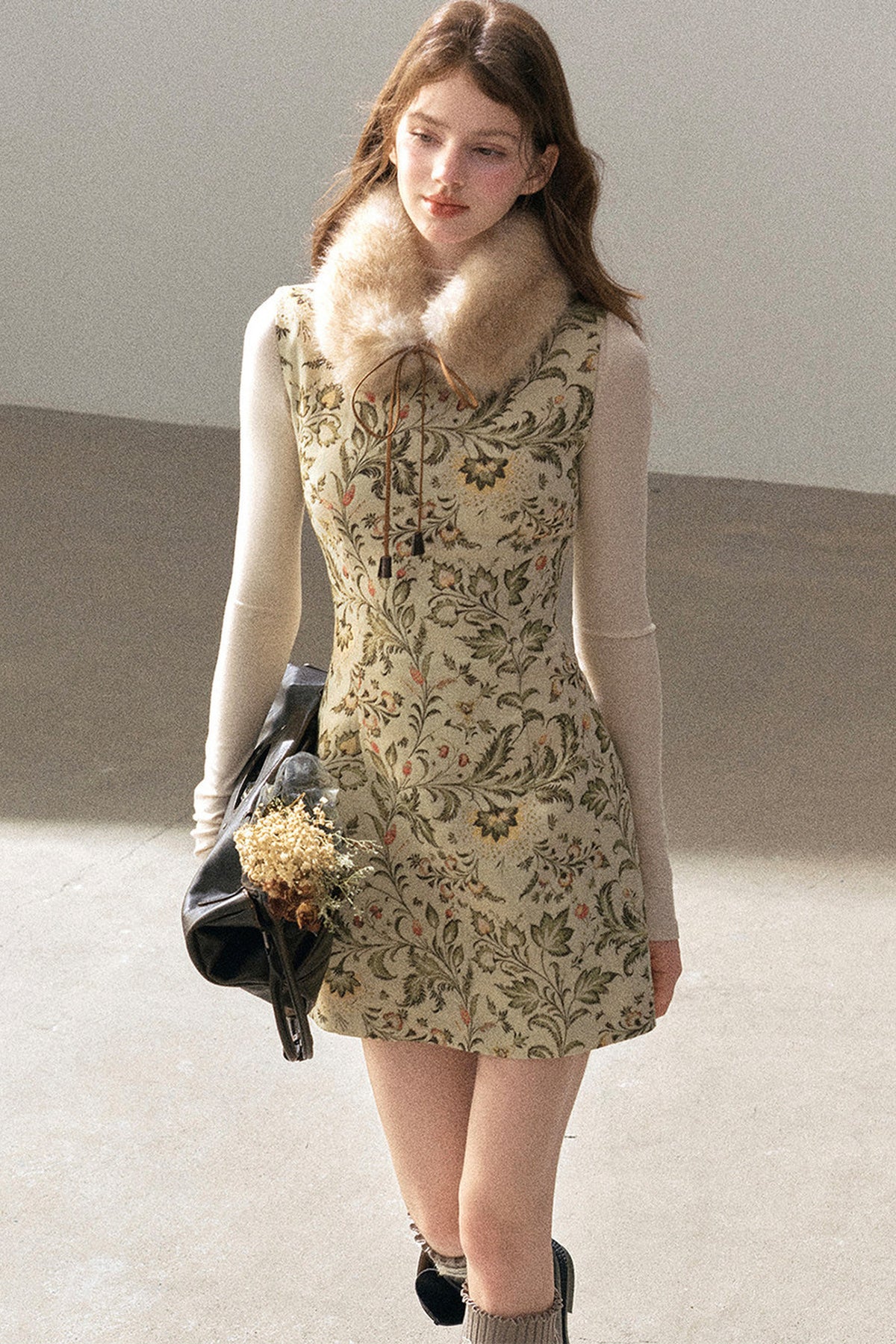 Sleeveless Floral Top and Dress Set