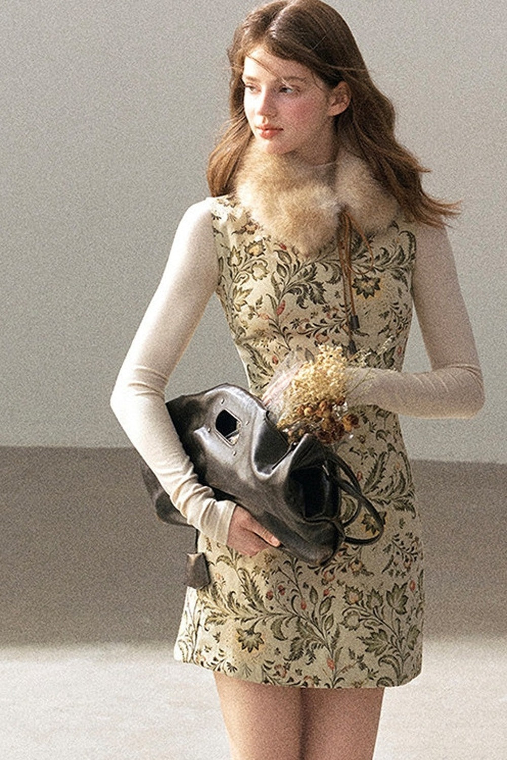 Sleeveless Floral Top and Dress Set