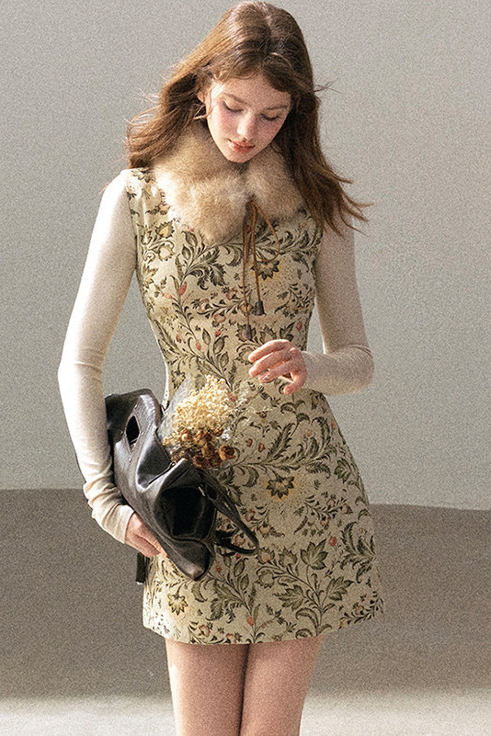 Sleeveless Floral Top and Dress Set