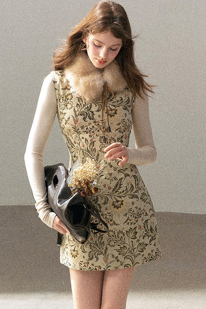 Sleeveless Floral Top and Dress Set