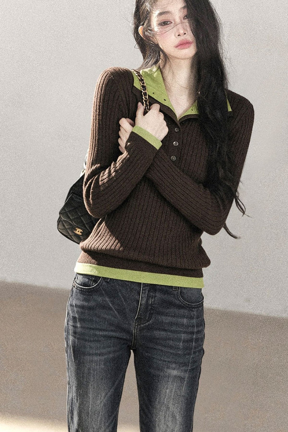 Pull en maille effet superposé