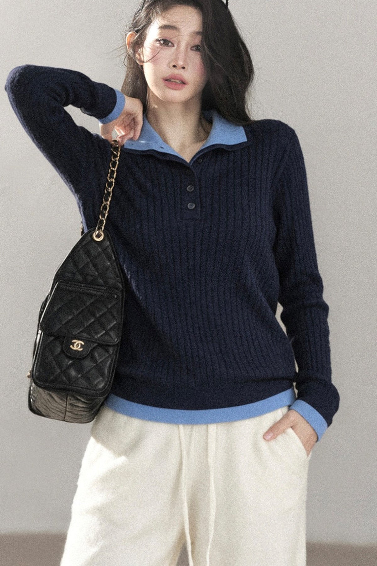 Pull en maille effet superposé