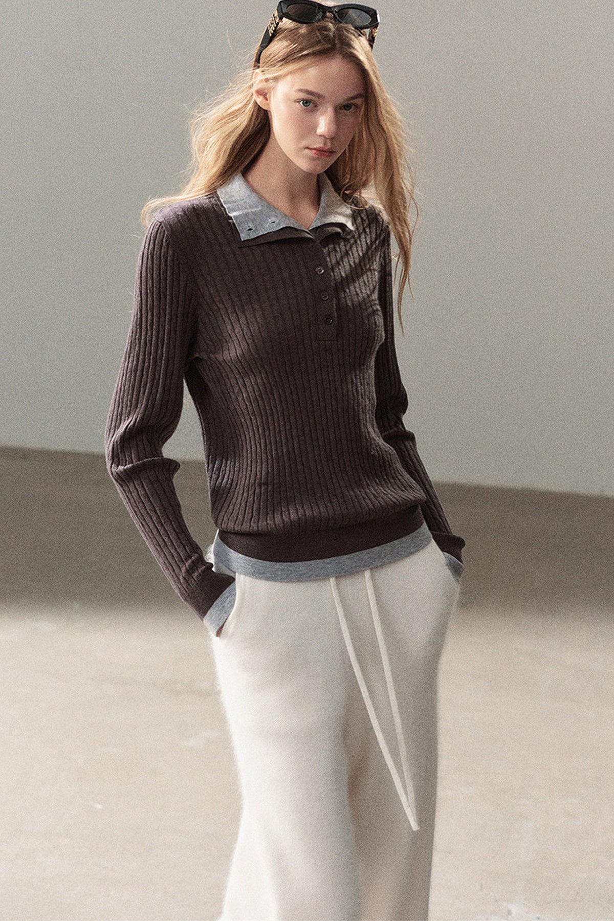 Pull en maille effet superposé