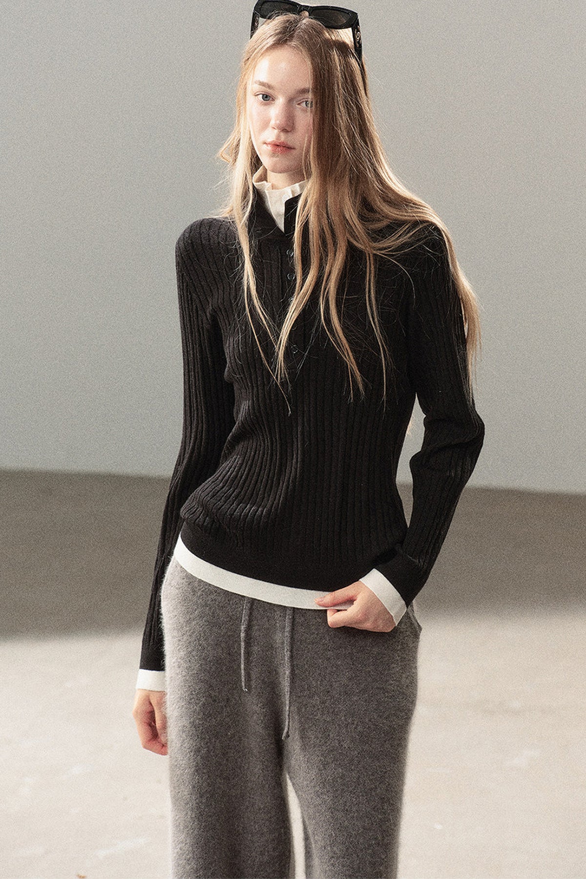 Pull en maille effet superposé