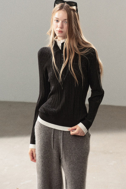 Pull en maille effet superposé