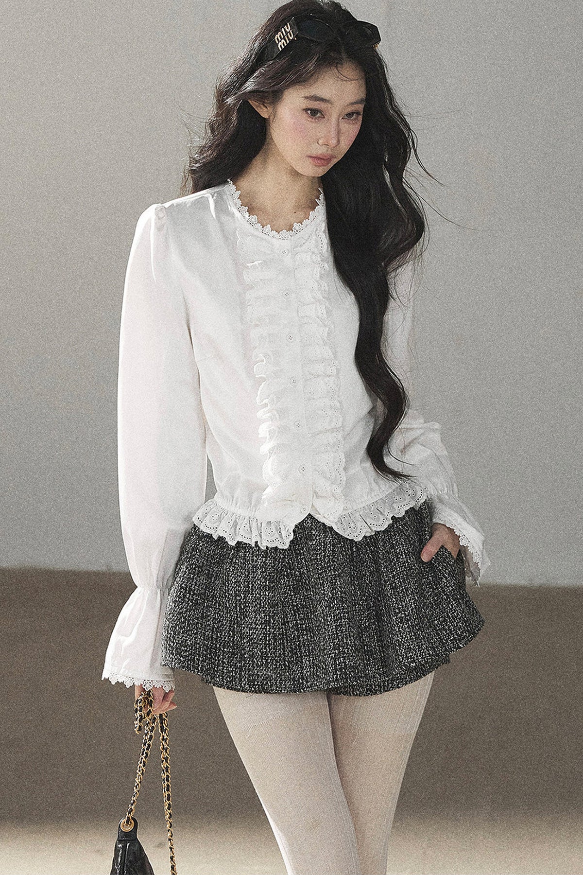 Ruffled Flared Sleeve Top