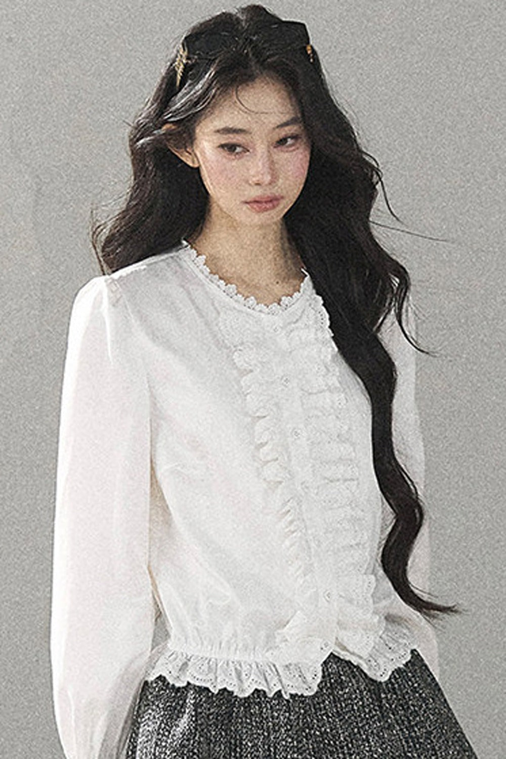 Ruffled Flared Sleeve Top