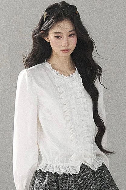 Ruffled Flared Sleeve Top