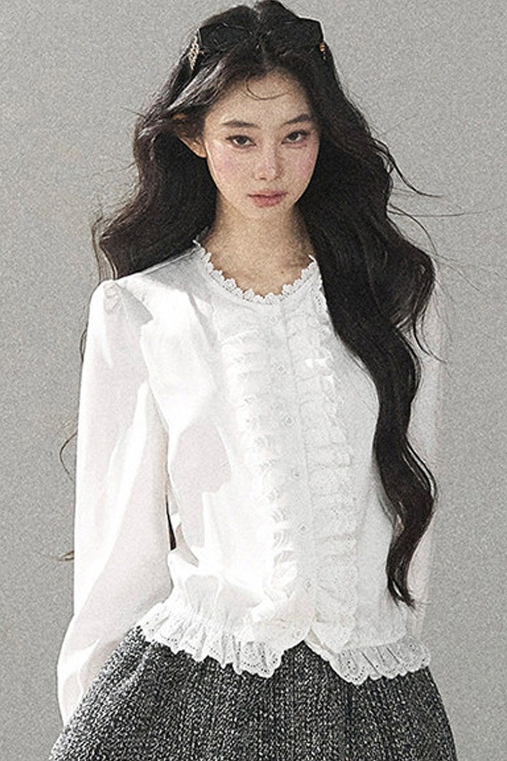 Ruffled Flared Sleeve Top